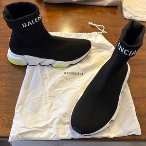 BALENCIAGA Speed Trainer Sneakers Shoes Causual Black/White/Highlight